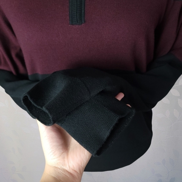 Banana Republic Quarter Zip Sweater 90s Stripe Black Red Pima Cotton Cashmere Sm - Picture 8 of 14